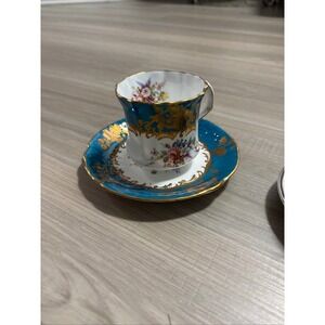 Vintage Hammersley Bone China Teacup Saucer Set Floral Gold Trim England